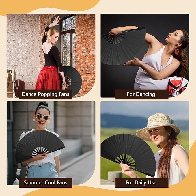 8PCS Large Chinese Folding Fans - Image 6
