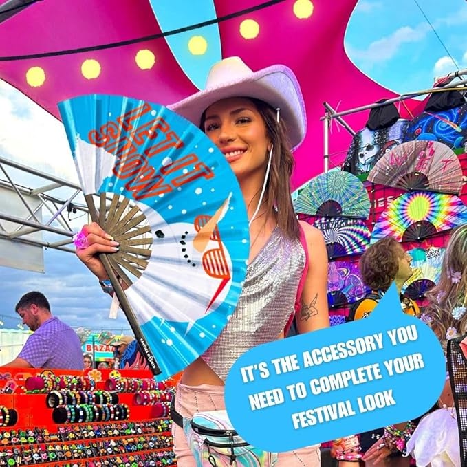 Kandies World UV Reactive Custom Festival Folding Hand Fan - Image 3
