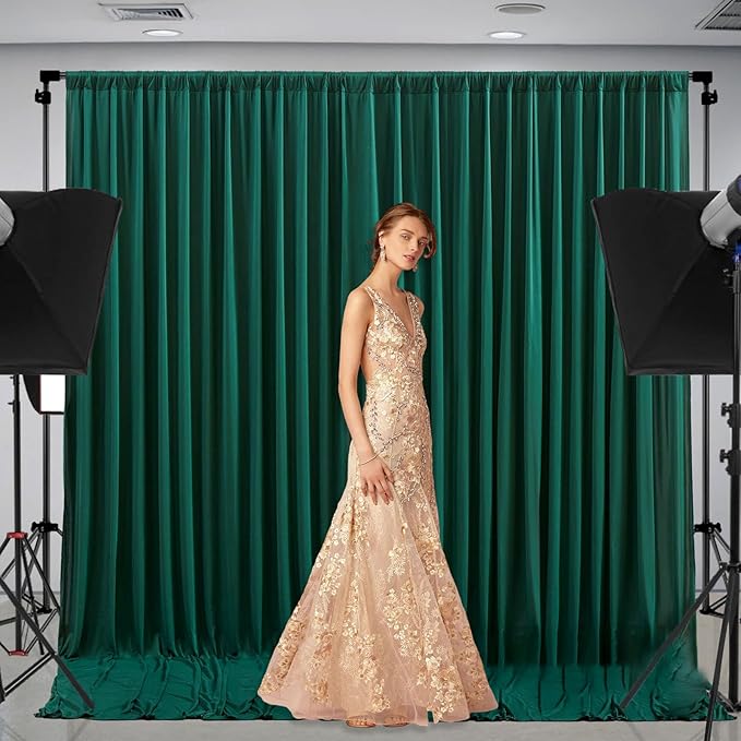 10 x 10 Feet Dark Green Backdrop Curtain - Image 5