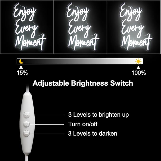Enjoy Every Moment Neon Signs for Wall White Letter Neon Lights LED Letter Sign - Image 6