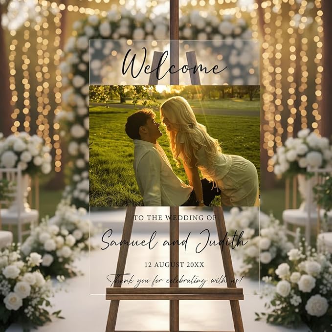 Personalized Wedding Photo Acrylic Welcome Sign – Custom Picture Board - Image 2