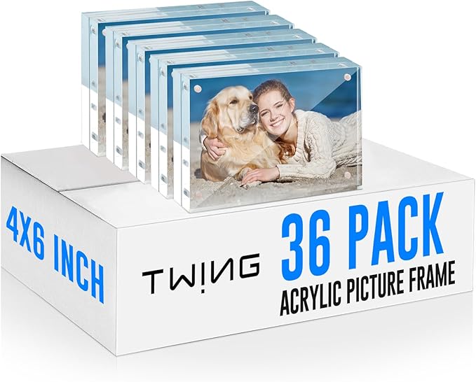 TWING 36 Pack 4x6 Acrylic Picture Frames Bulk, 10+10MM 4 By 6 Magnetic Acrylic by TwingRepublic