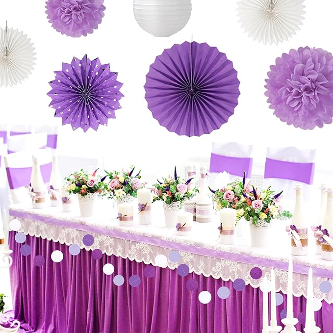 Purple-White Lavender Women-Girl Birthday Party-Decorations - Image 6