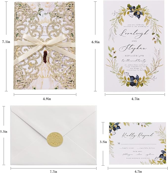 25pcs Glitter Wedding Invitations - Image 7