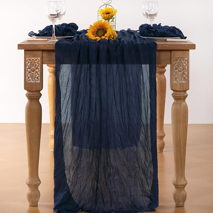 Navy Blue Cheesecloth Table Runner 6 Pack Fall Table Runners Boho Gauze 120 - Image 4