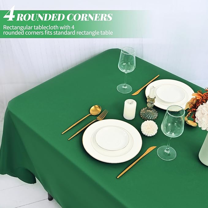 12 Pack 60 x 126 Inch Rectangle Tablecloth Green Polyester Tablecloth - Image 4