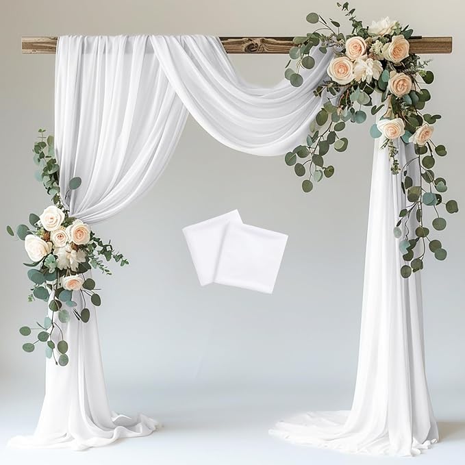 Wokceer Wedding Arch Draping Fabric 2 Panels 28.7" x 20FT White Sheer Fabric by Wokceer