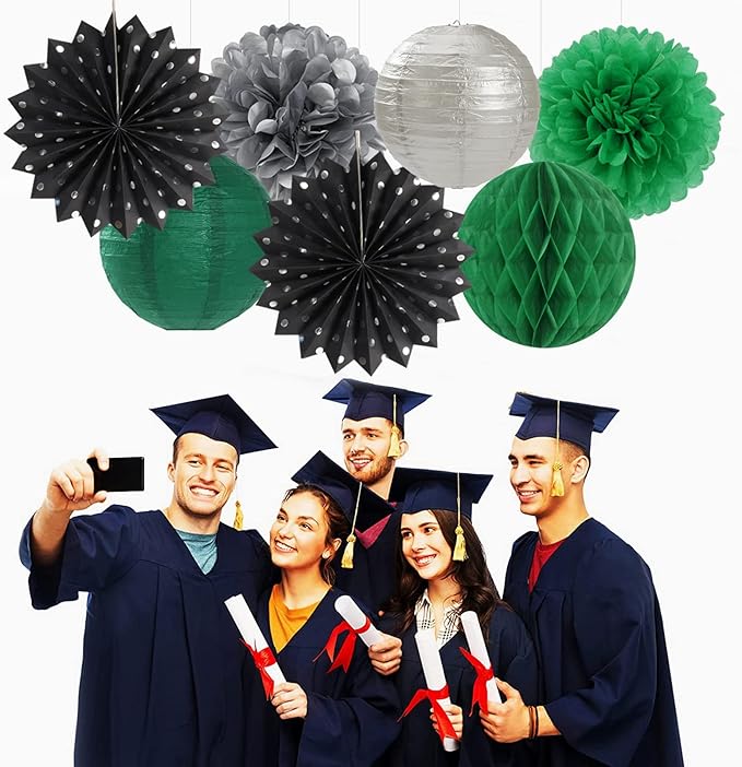 Black-Green Silver Party-Decorations Streamers Lanterns - Image 7
