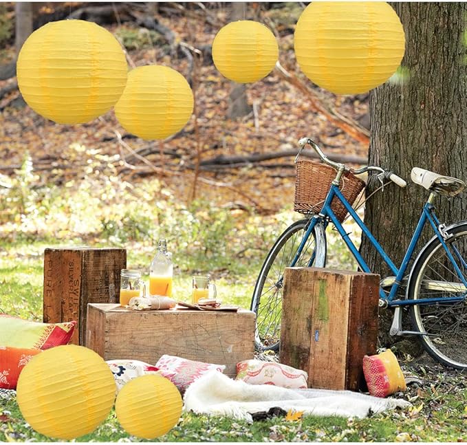 BEISHIDA 6-Inch Yellow Round Paper Lanterns Decorative Hanging Asia Chinese - Image 4