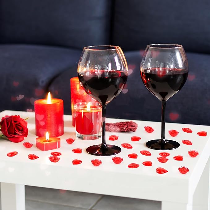 Fangoo 180PCS Red Acrylic Heart Ornaments Mini Acrylic Heart Rose Flower Lips - Image 3