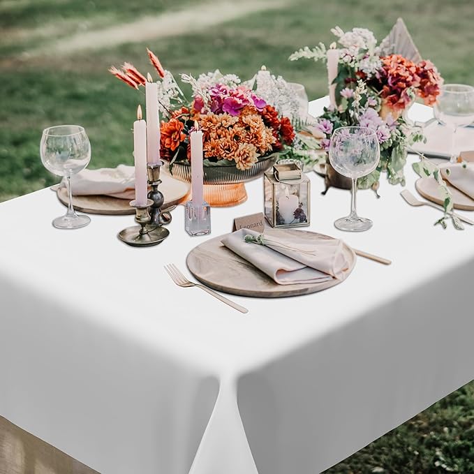 4 Packs White Plastic Tablecloth, Sturdy Disposable Table Cloth, 54 X 108 - Image 9