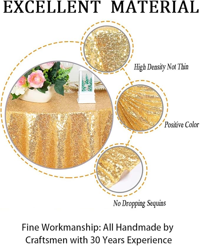 ShinyBeauty Sequin Tablecloth-Gold Sequin Table Overlay and Sequin - Image 3