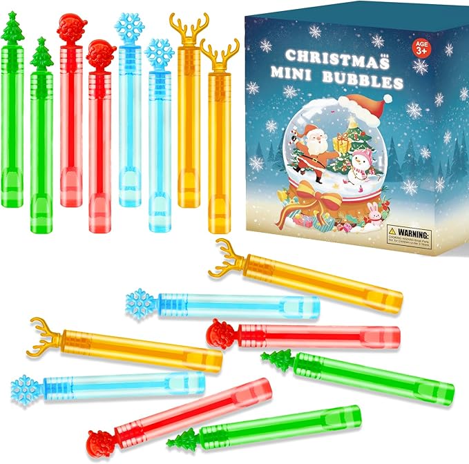Christmas Toys Gifts Bulk for Students, Small Mini Bubble Wands Toys 64 Pack by Kannove