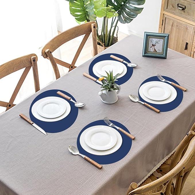50 Pieces Navy Blue Paper Place Mats Blue Round Disposable Table Mats - Image 5