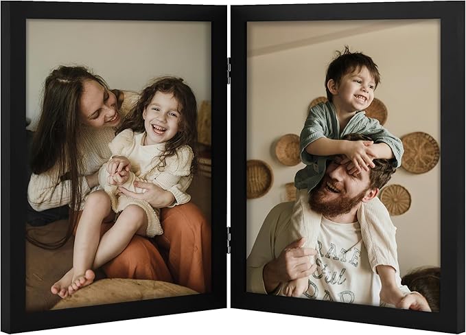 decorUhome Double 8x10 Picture Frame Vertical, Engineered Wood Bifold Photo by decorUhome