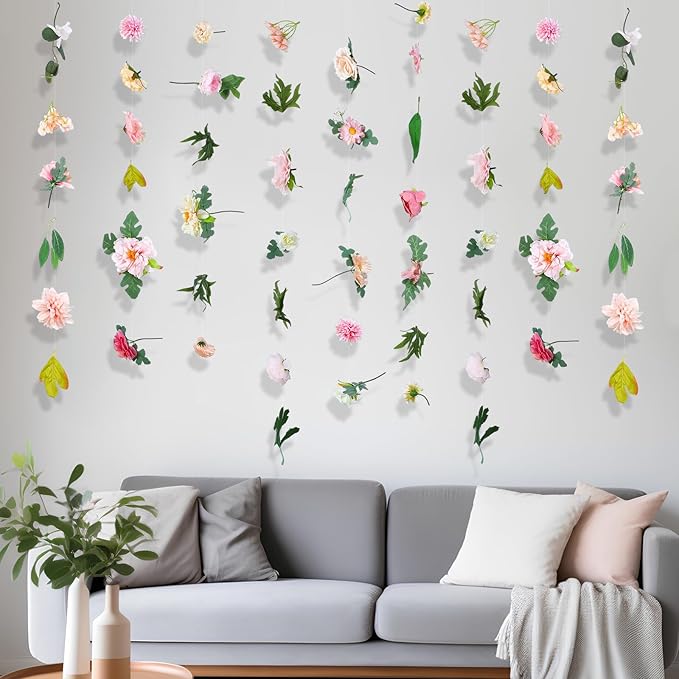 XunYee 6 Pcs 35.4 ft Flower Garlands Hanging Wildflower Backdrop Decoration - Image 6
