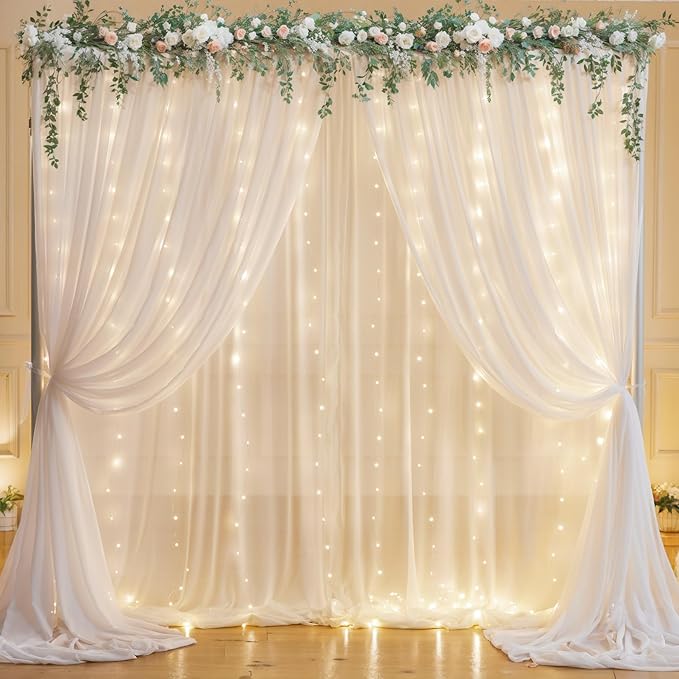 10ft x 7ft White Chiffon Backdrop Curtain - Image 2