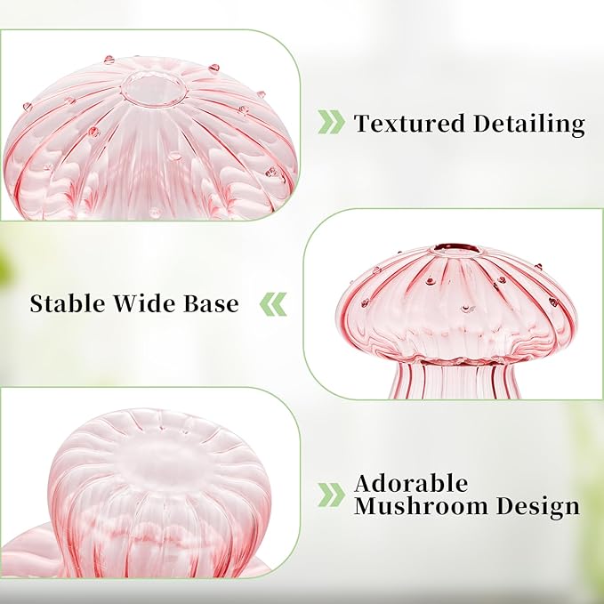 Glasseam Mushroom Plant Propagation Stations: Pink Glass Terrarium Jar Set of 5 - Image 6