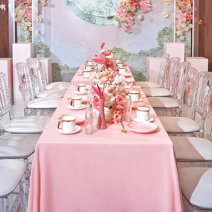 8 Pack Pink Tablecloth 60 x 126 Inch Rectangular Tablecloths - Image 3
