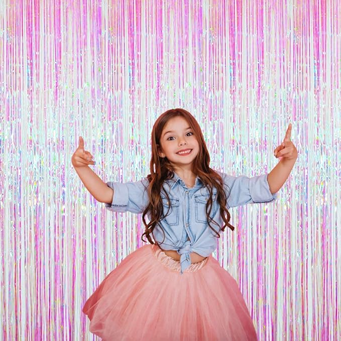 GOER 6.4 ft x 9.8 ft Metallic Tinsel Foil Fringe Curtains, Graduation - Image 6