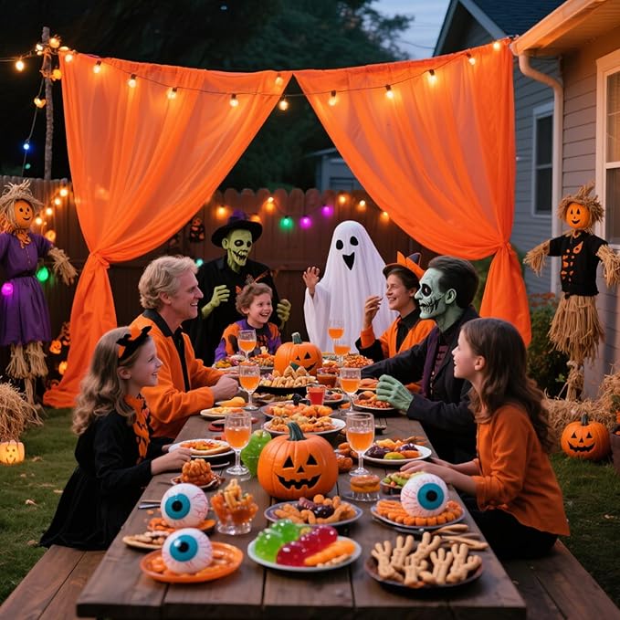 VOK Orange Wedding Arch Draping Fabric Chiffon Fabric, 29in x 18Ft 2 Panels - Image 2