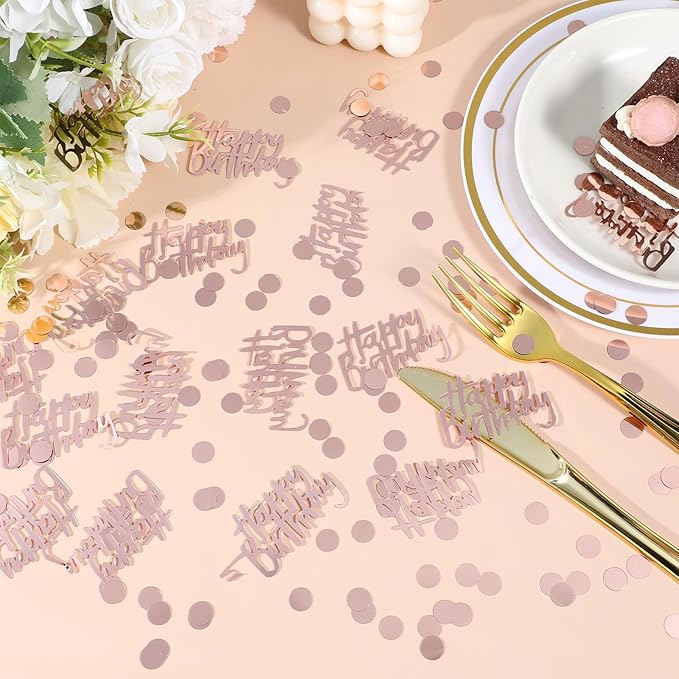 300pcs Rose Gold Happy Birthday Confetti - Image 5