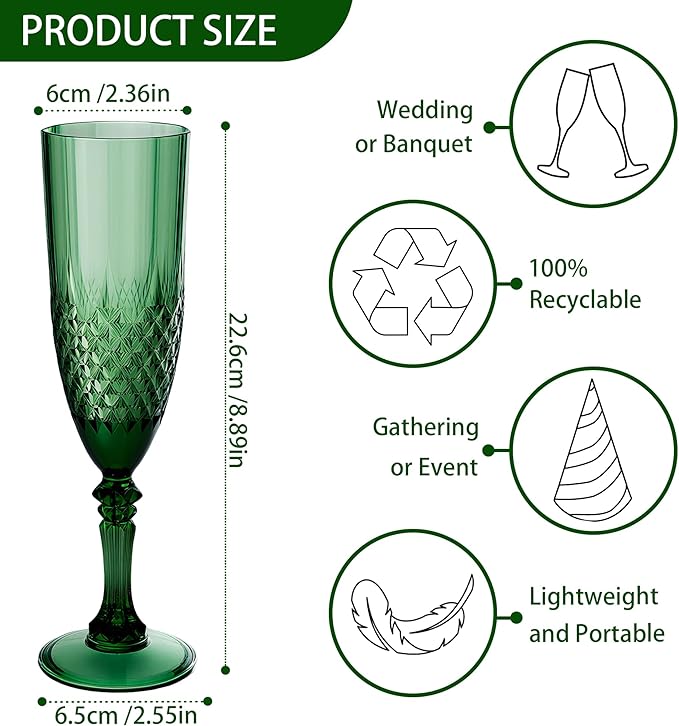 Plastic Champagne Flutes, for Christmas Weddings Bachelor Parties Toasting and - Image 2