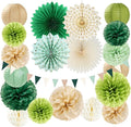 Sage-Green Boho Party-Decorations Paper-Flowers Lanterns by Burgleda