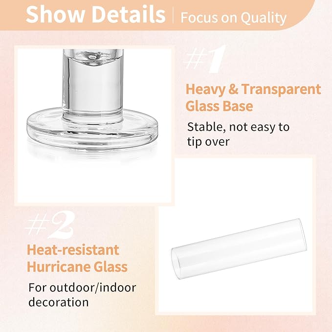 NUPTIO Hurricane Glass Candle Holders: Set of 2 Candlestick Holder - Image 5