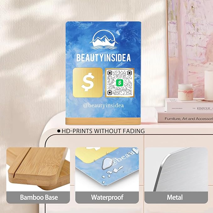 Personalized Custom Metal QR Code Sign Venmo Cashapp Scan to Pay - Image 3