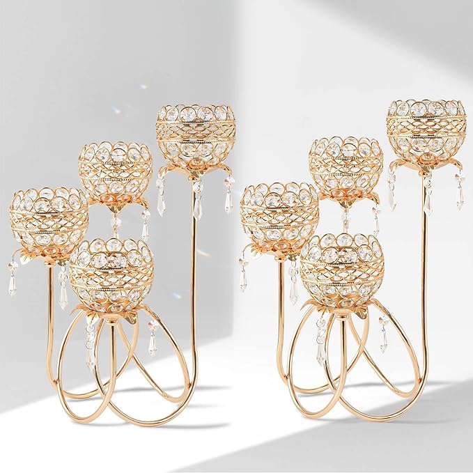 4 Arms Crystal Candelabra Tealight Holder by kehail