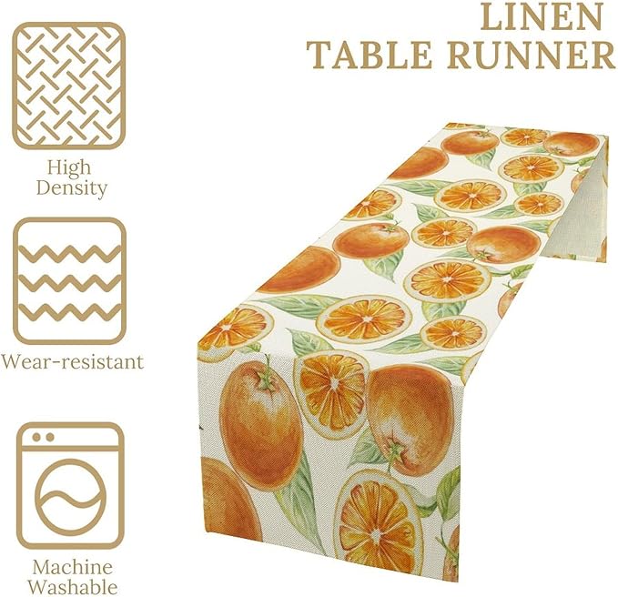 Spring Summer Orange Table Runner Watercolor Sweet Fruit Botanical Print Dinner - Image 4