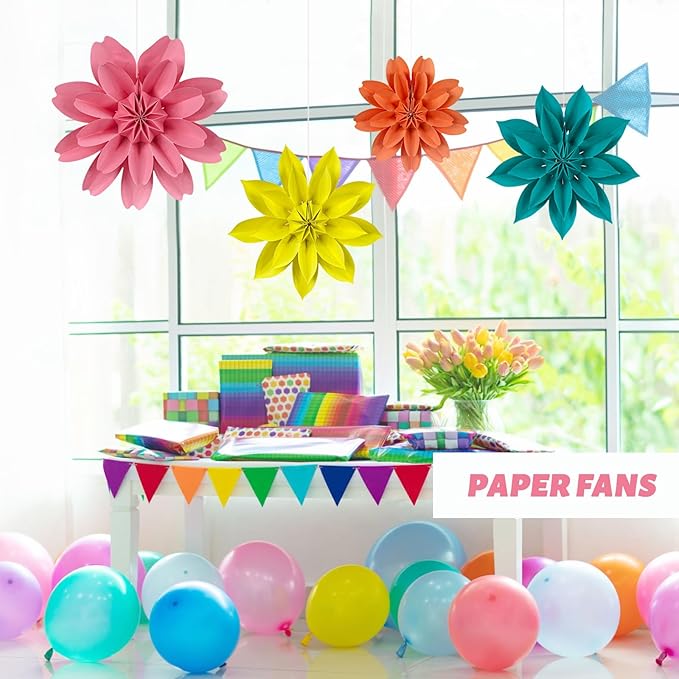 ADLKGG Hanging Colorful Paper Flower Fans Decorations, Flower Paper Fan Event - Image 5