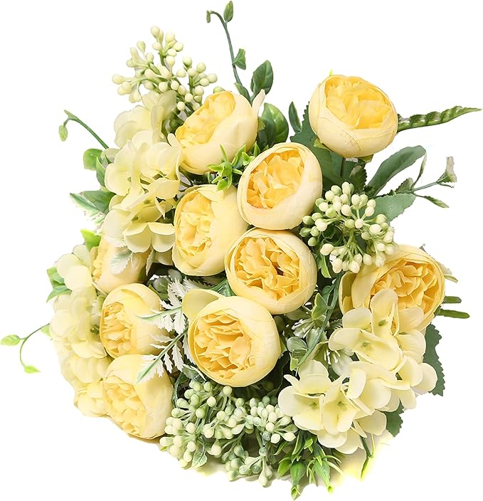 Artificial Flowers Fake Peony Silk Mini Plastic Bridal Flowers by YoungJewl