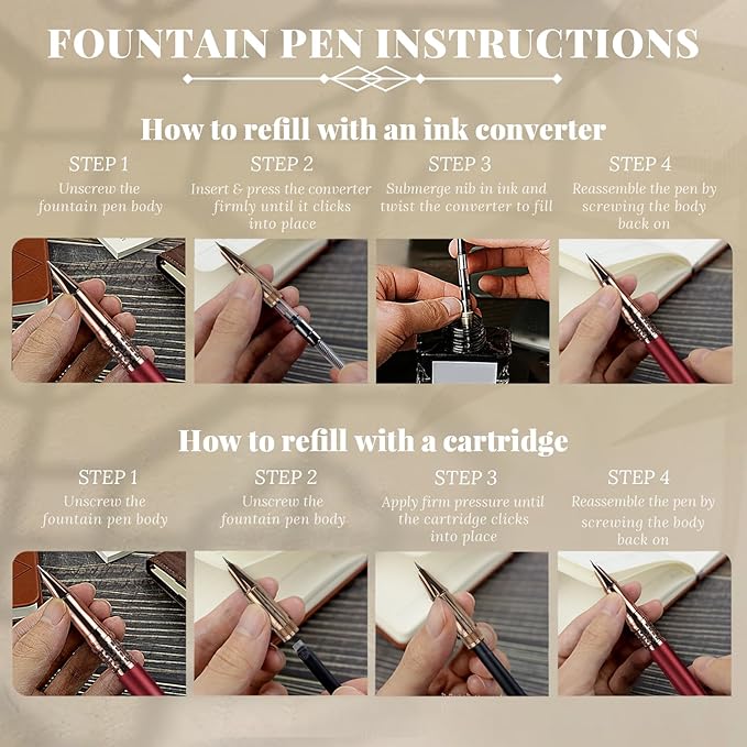 YUNCHUN Refillable Fountain Pen Fine Nib, Fancy Ink Pen - Image 8