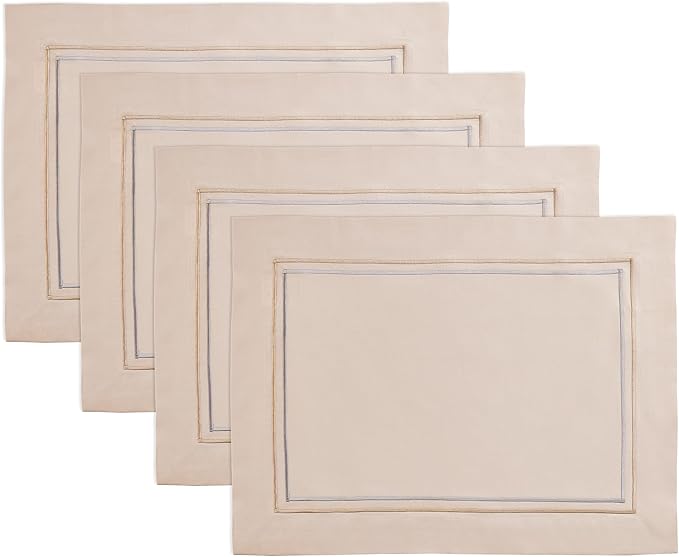 Cotton Linen Placemats Set of 4 – Summer Beige Placemats 14 x 19 Inch – Machine by HomeEkaa