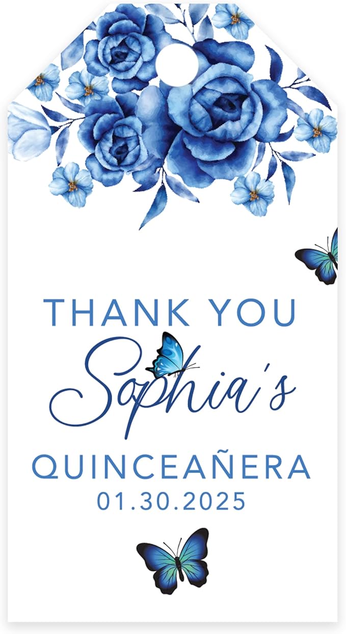 Andaz Press 40-Pack Personalized Quinceañera Favor Tags by AndazPress