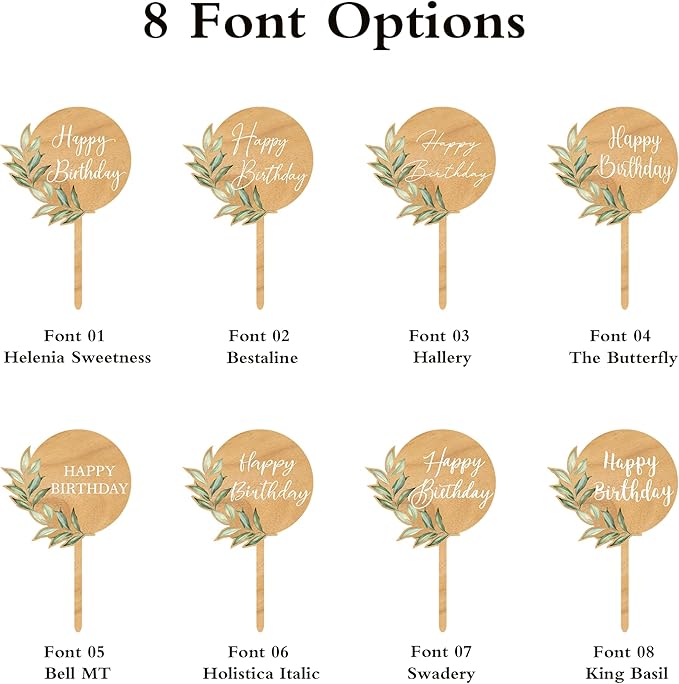 Custom Cupcake Toppers Cake Decorations in Wood - Image 3