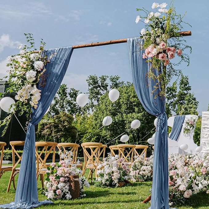 Dusty Blue Wedding Arch Draping Fabric 2 Panels 29" x 20 FT Blue Wedding Drapes by DeZerlor