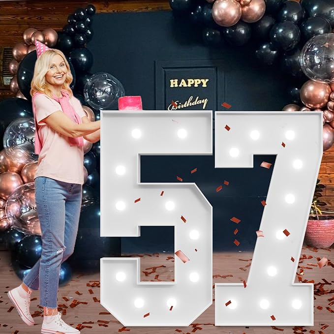 Marquee Numbers Large 57th-Birthday Decorations: 4ft Light Up Number Party - Image 7