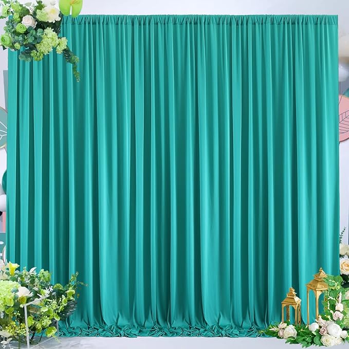 10 ft x 10 ft Wrinkle Free Turquoise Backdrop Curtain - Image 5
