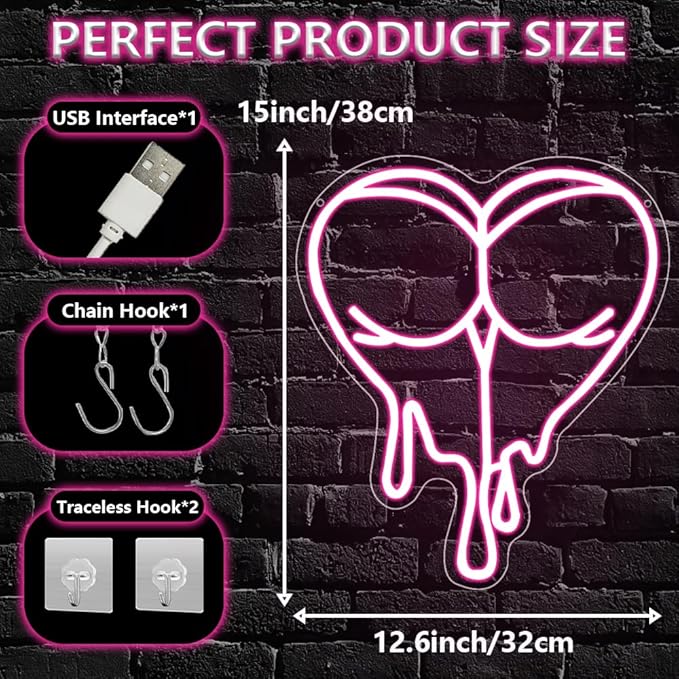 Pink Peach Neon Sign, Lady LED Light Sign - Image 3