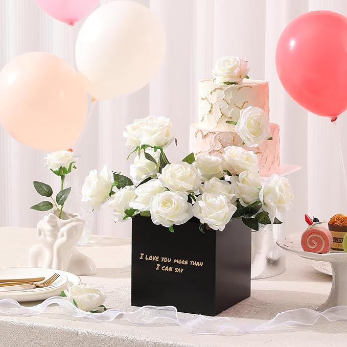 Tifuly White Roses Artificial Flowers -12 pcs Realistic Single Long Stem Fake - Image 4
