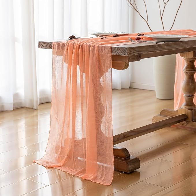 6Pcs Fresh Salmon Cheesecloth Table Runner Gauze 120 Inch 10 FT Boho Cheese - Image 3