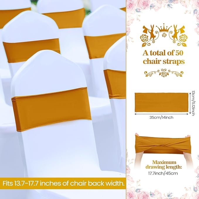 Kinlop 50 Pcs Spandex Chair Sashes Bows Chair BB0C3V65Z6Tands Slider Sashes - Image 2