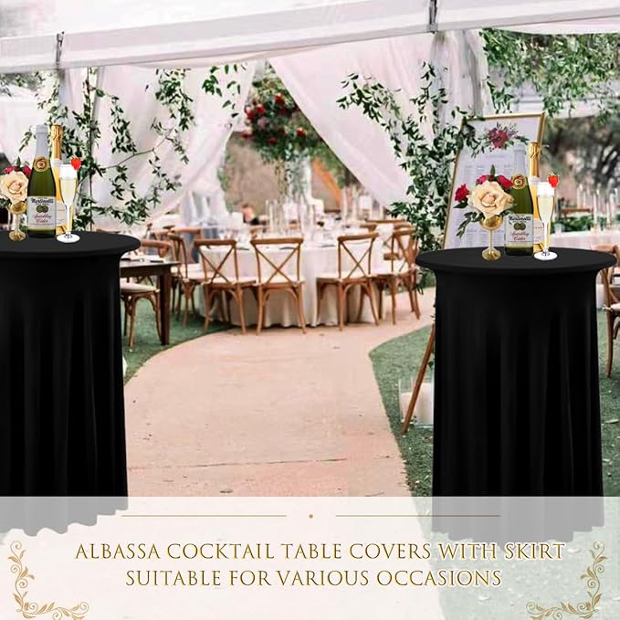 Albassa 2 Pack Cocktail Table Covers 32"x 43" Spandex Stretch Round Cocktail - Image 9