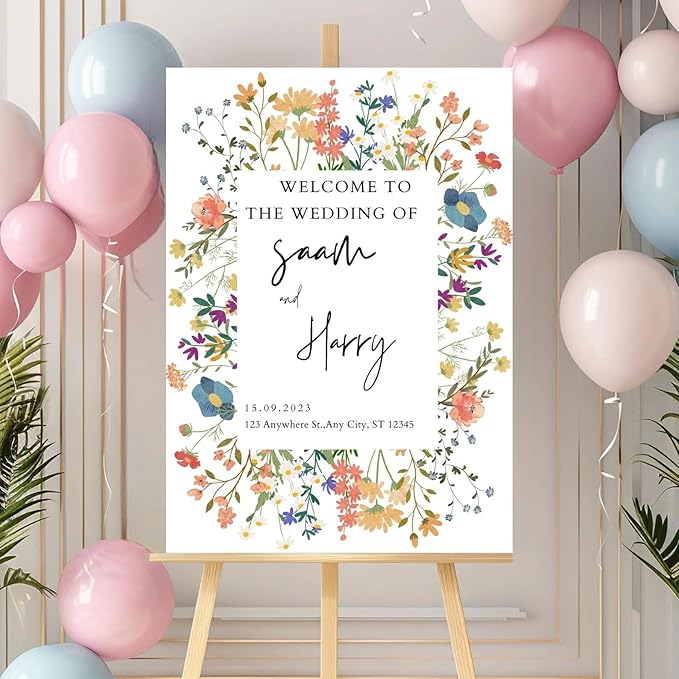 Welcome Wedding Signs, Modern Floral Wedding Sign Decorations Signage 12" X 18" - Image 2