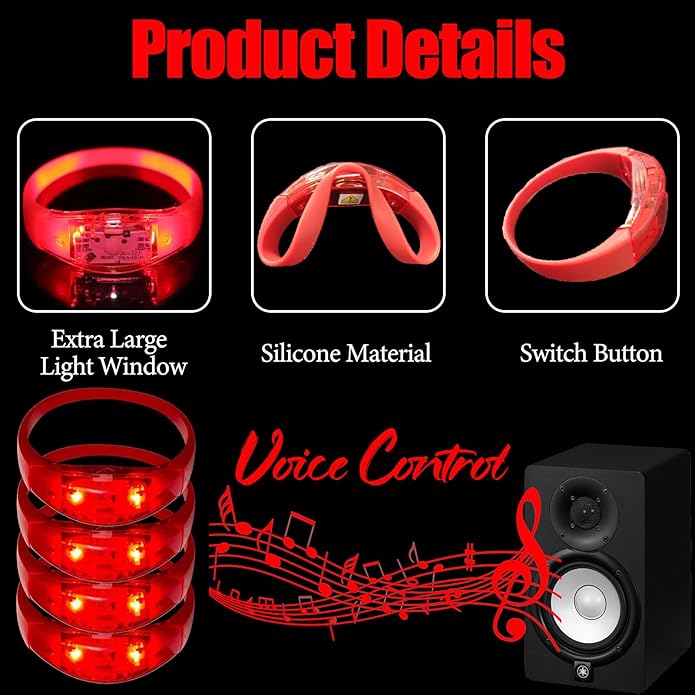 100 Pcs LED Bracelets Sound Activated - Image 3
