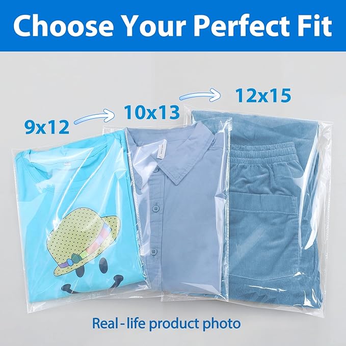 PigPotParty 12"x15" Self-Sealing Clear Cellophane T-Shirt Bags - Image 7