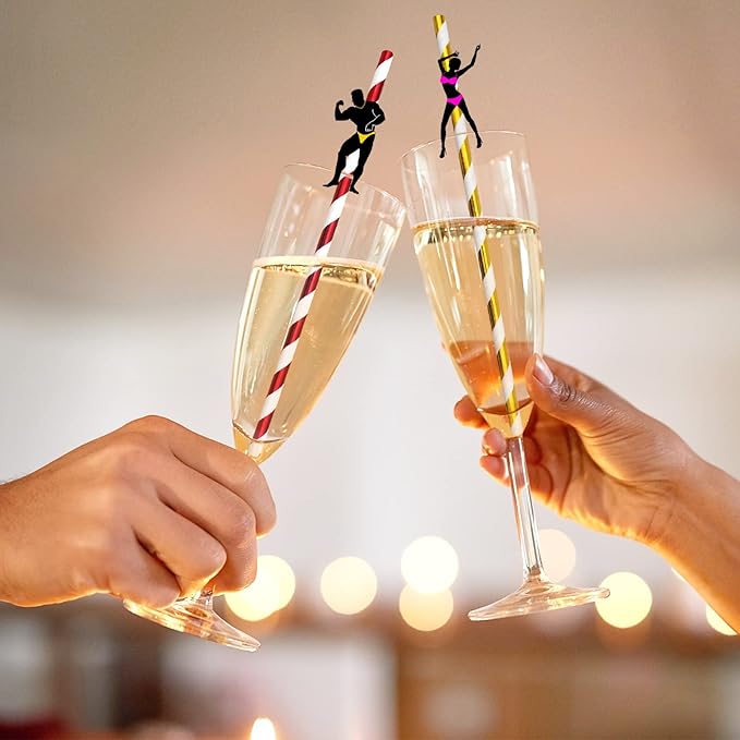 BLUE TOP 30 PCS Bachelorette Party Funny Dancing Paper Straws, Men and Felame - Image 5